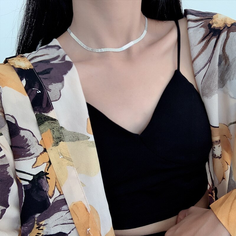 Wide Mesh Chain Necklace N1024