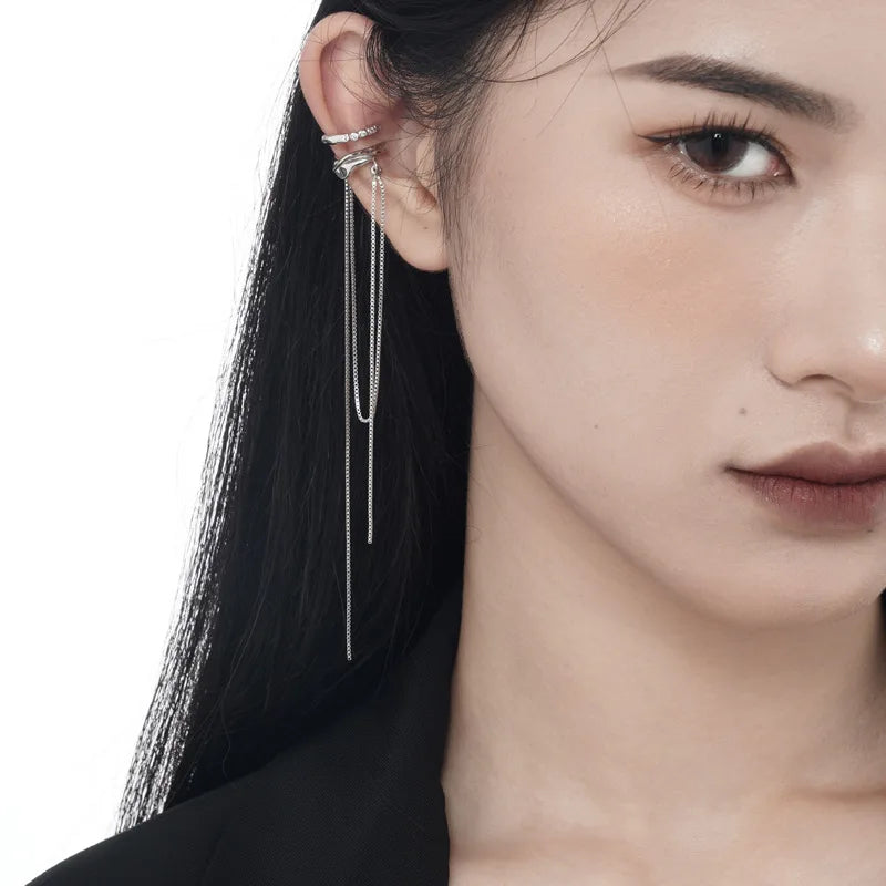 Open Hoop Long Chain Earring E1114, 1 Piece