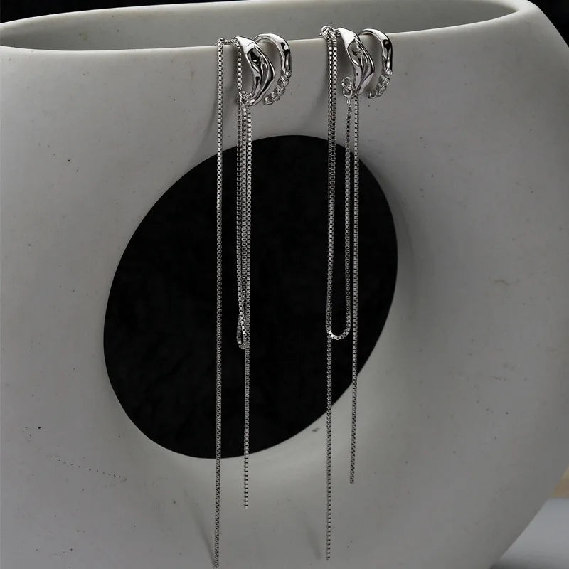 Open Hoop Long Chain Earring E1114, 1 Piece