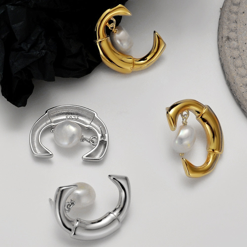 Irregular C Pearl Ear Studs E1209