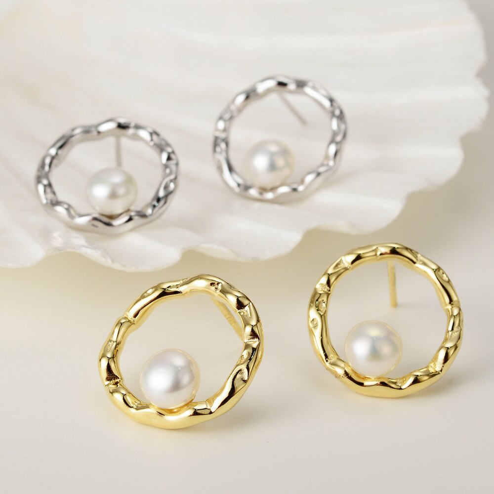 Hoop Pearl Ear Studs E1207