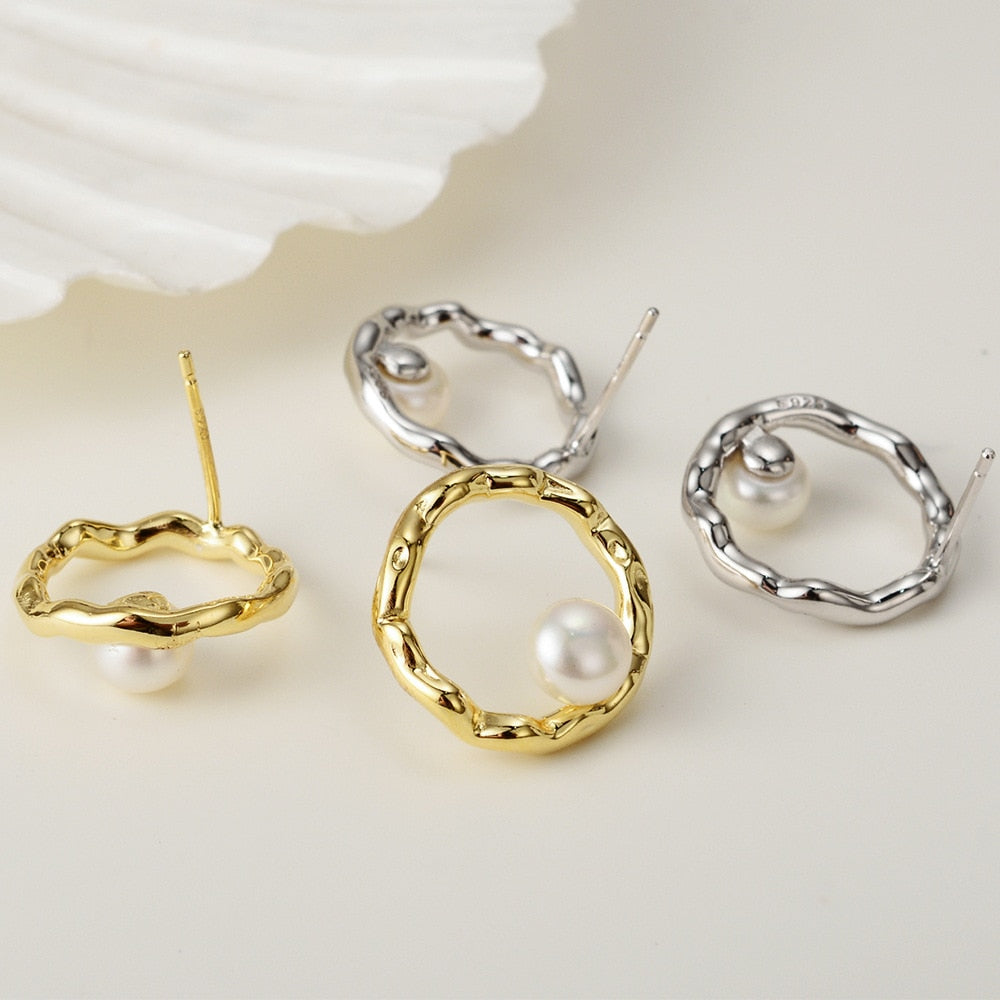 Hoop Pearl Ear Studs E1207