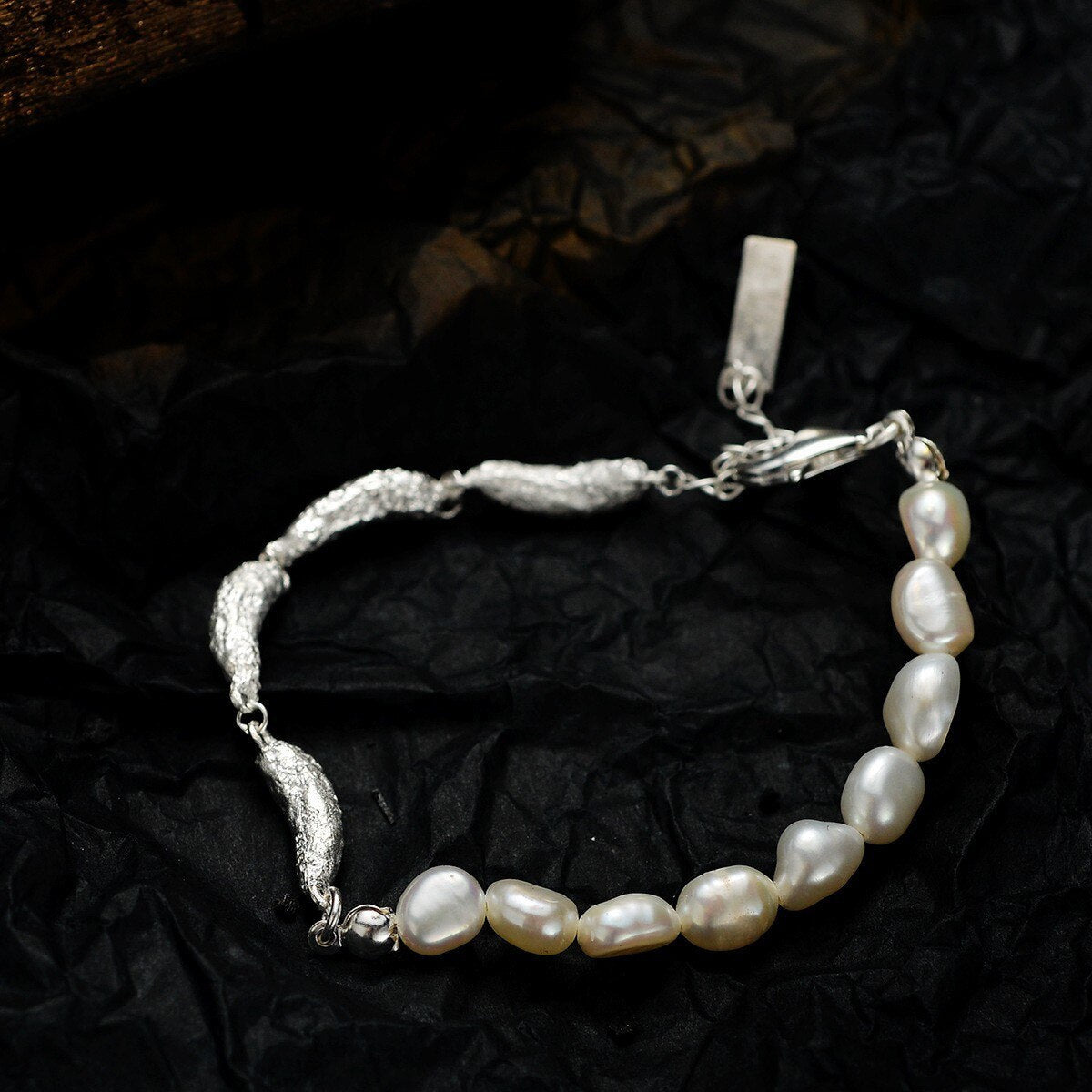 Irregular Links Baroque Pearls Bracelet B1048
