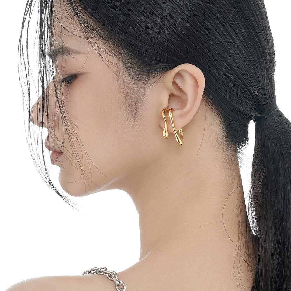 Playful Liquid Ear Cuffs E1196 1 Piece