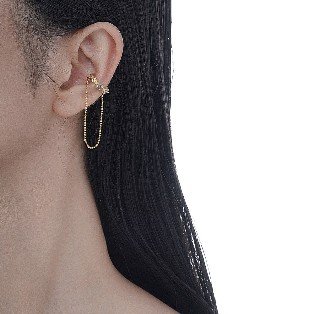 Textured Ball Chain Hoop Ear Cuff E1205 1 Piece