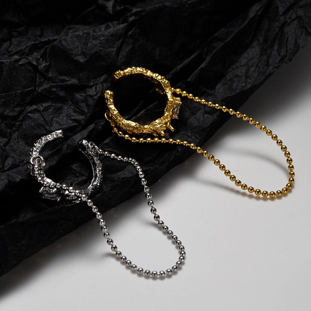 Textured Ball Chain Hoop Ear Cuff E1205 1 Piece
