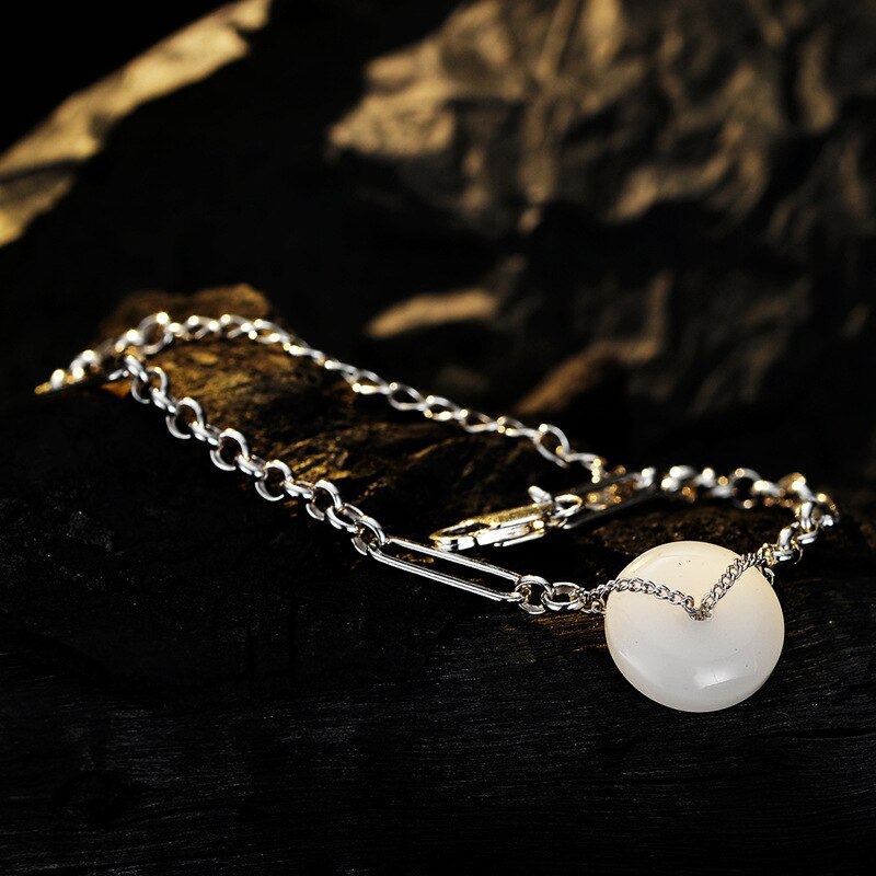 Jade Irregular Drawn Chain Bracelet B1006