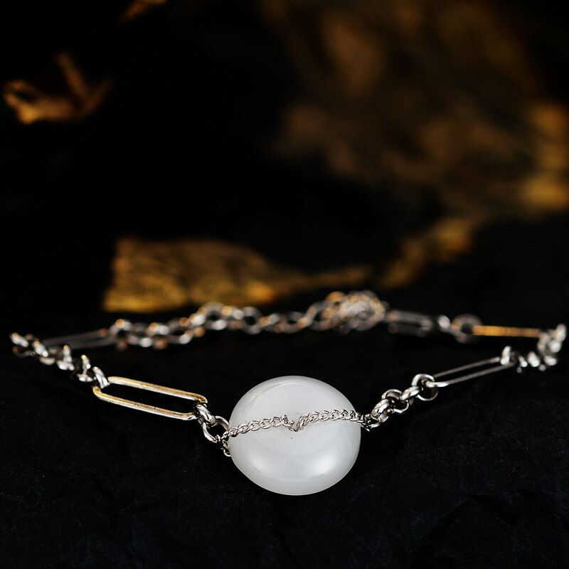 Jade Irregular Drawn Chain Bracelet B1006