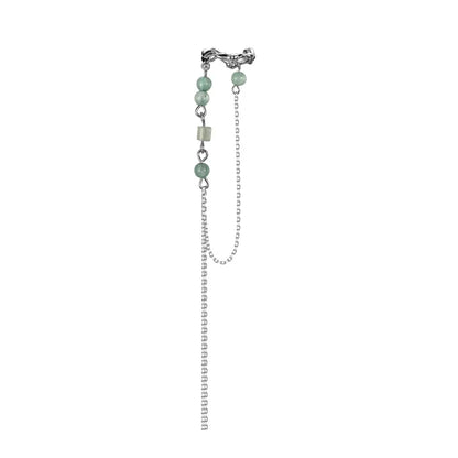 Jade Beads Long Chain Ear Cuff E1116, 1 Piece