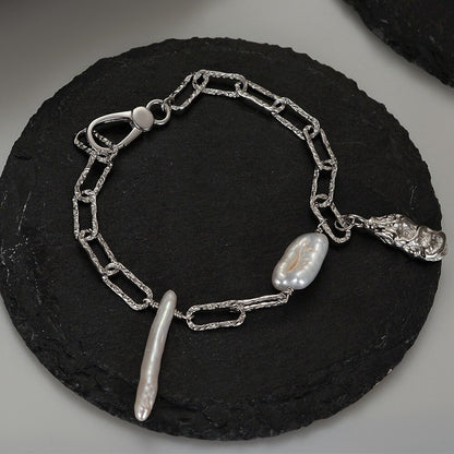 Baroque Pearl Elongated Chain Bracelet B1038
