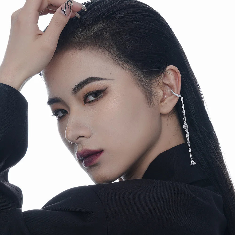 Long Chain Pearls Ear Cuff E1146, 1 Piece