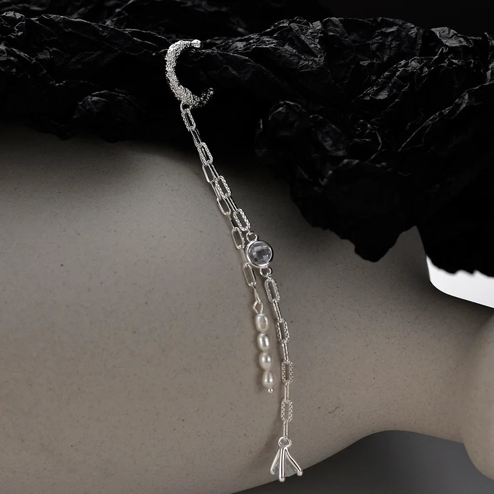 Long Chain Pearls Ear Cuff E1146, 1 Piece
