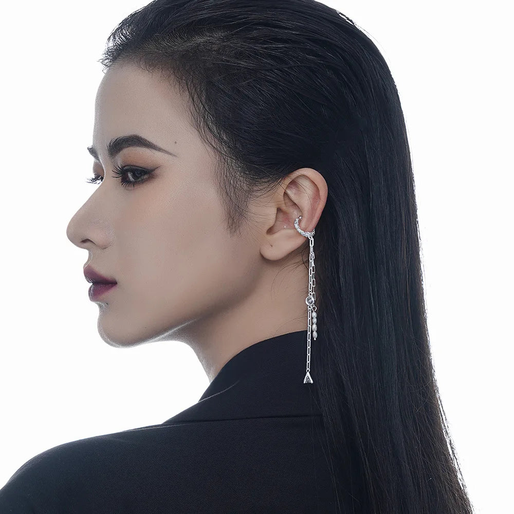 Long Chain Pearls Ear Cuff E1146, 1 Piece