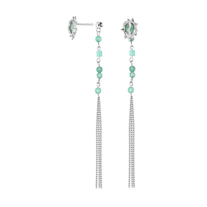 Long Tassel Jade Ear Studs E1131