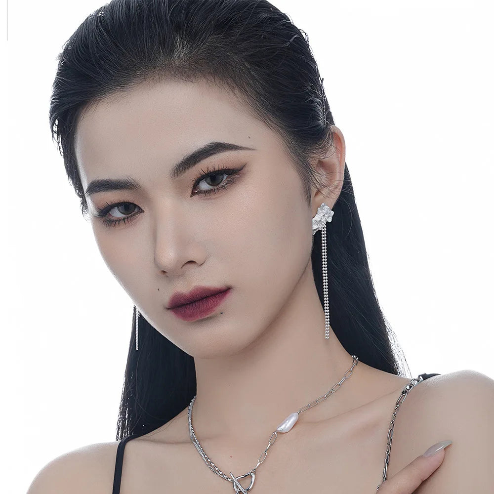 Irregular Pearl Long Chain Earring E1227