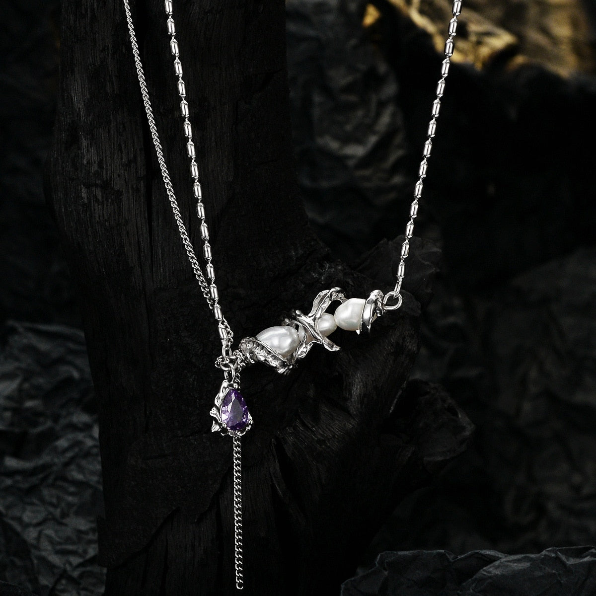 Multi Strand Pearl Accent Necklace N1001