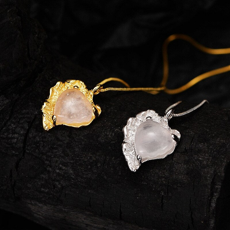 Pink Crystal Heart Agate Pendant N1052