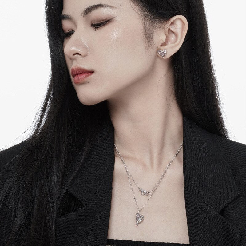 Pink Enamel Heart Necklace N1002