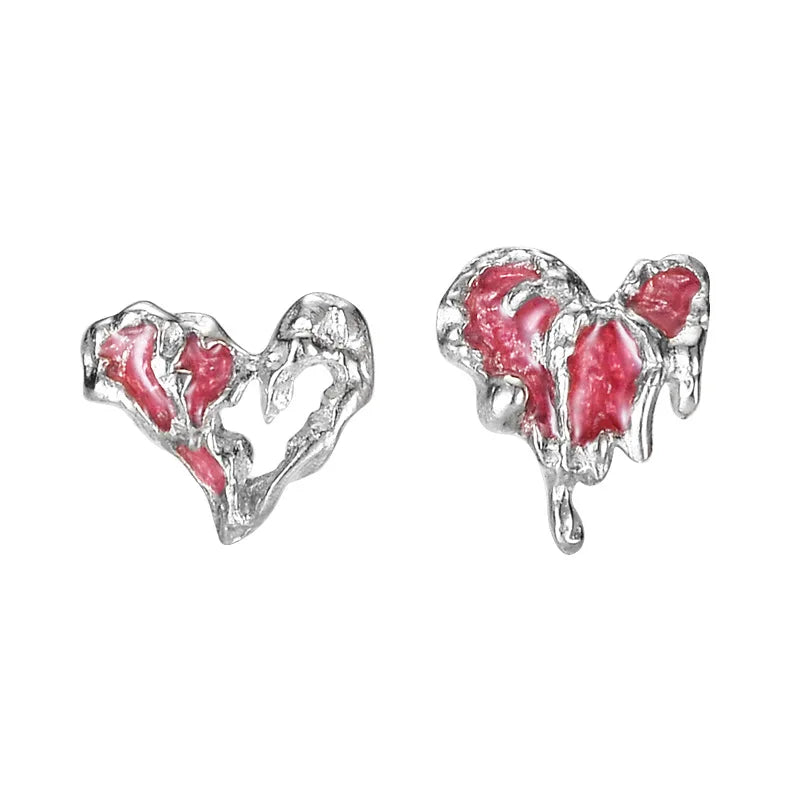 Enamel Irregular Hearts Studs E1122