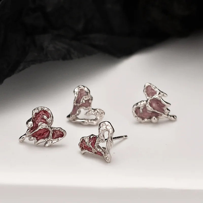 Enamel Irregular Hearts Studs E1122