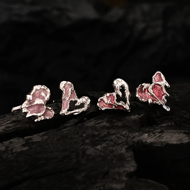 Enamel Irregular Hearts Studs E1122
