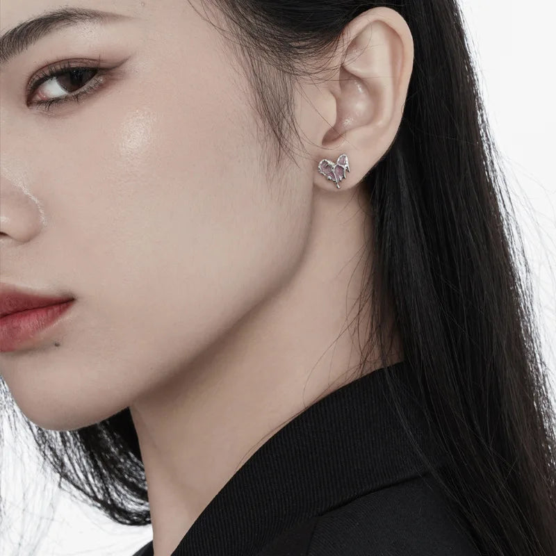 Enamel Irregular Hearts Studs E1122