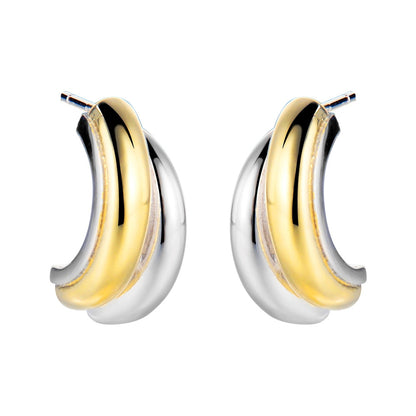 Two-tone Huggie Earrings E1141