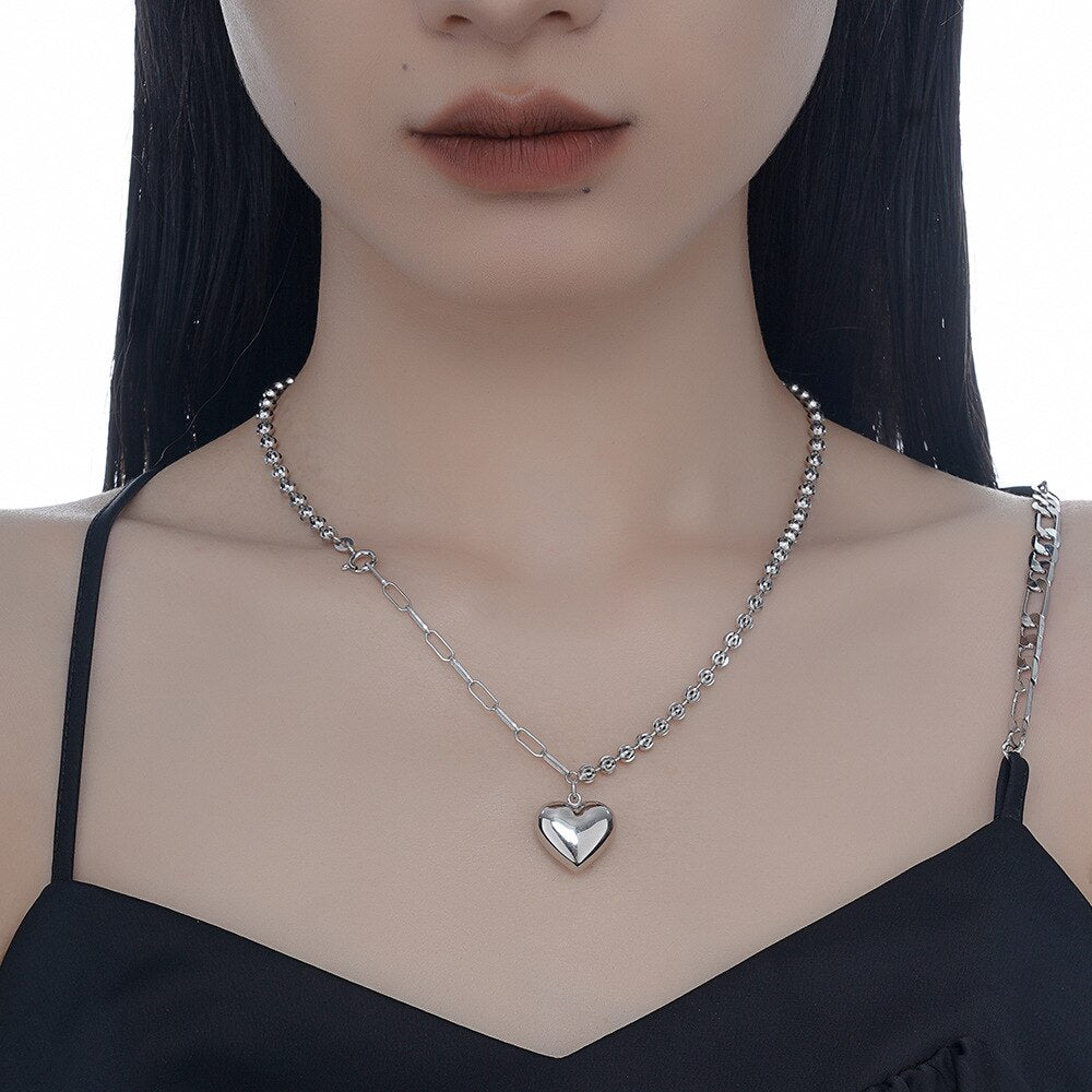 Heart Charm Ball Chain Necklace N1006