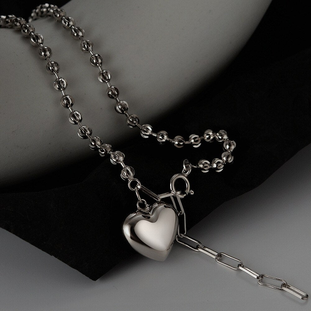 Heart Charm Ball Chain Necklace N1006