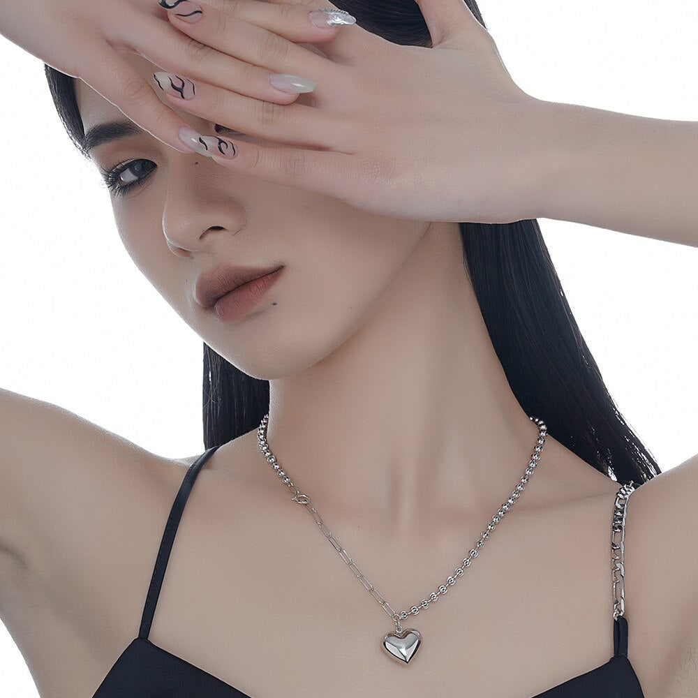 Heart Charm Ball Chain Necklace N1006