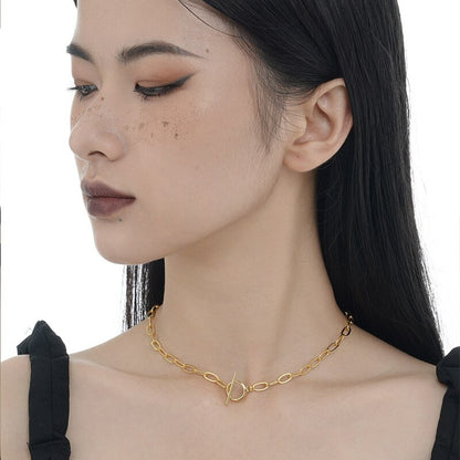 Dapped Elongated Chain Necklace N1027