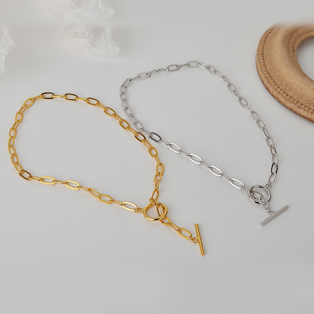 Dapped Elongated Chain Necklace N1027