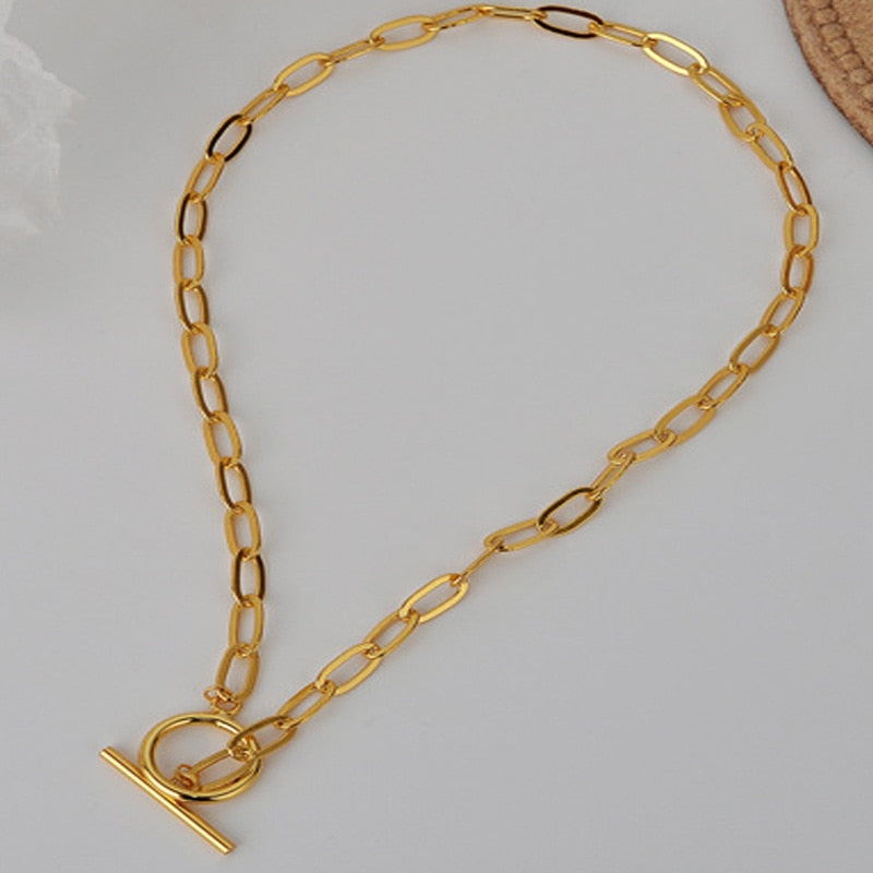 Dapped Elongated Chain Necklace N1027