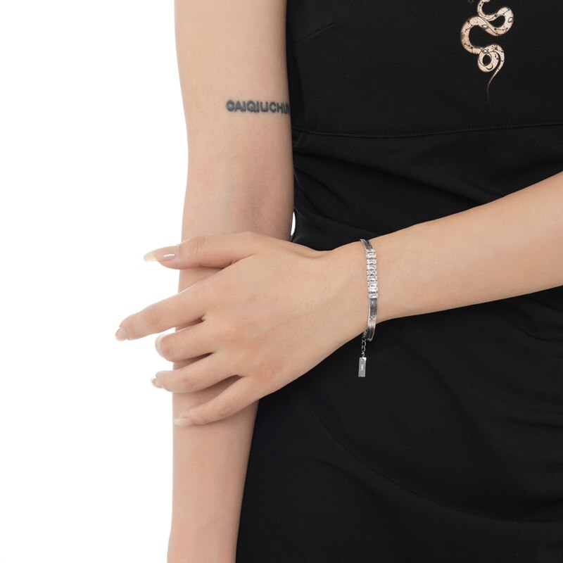 Pronged CZ Snake Chain Bracelet B1009