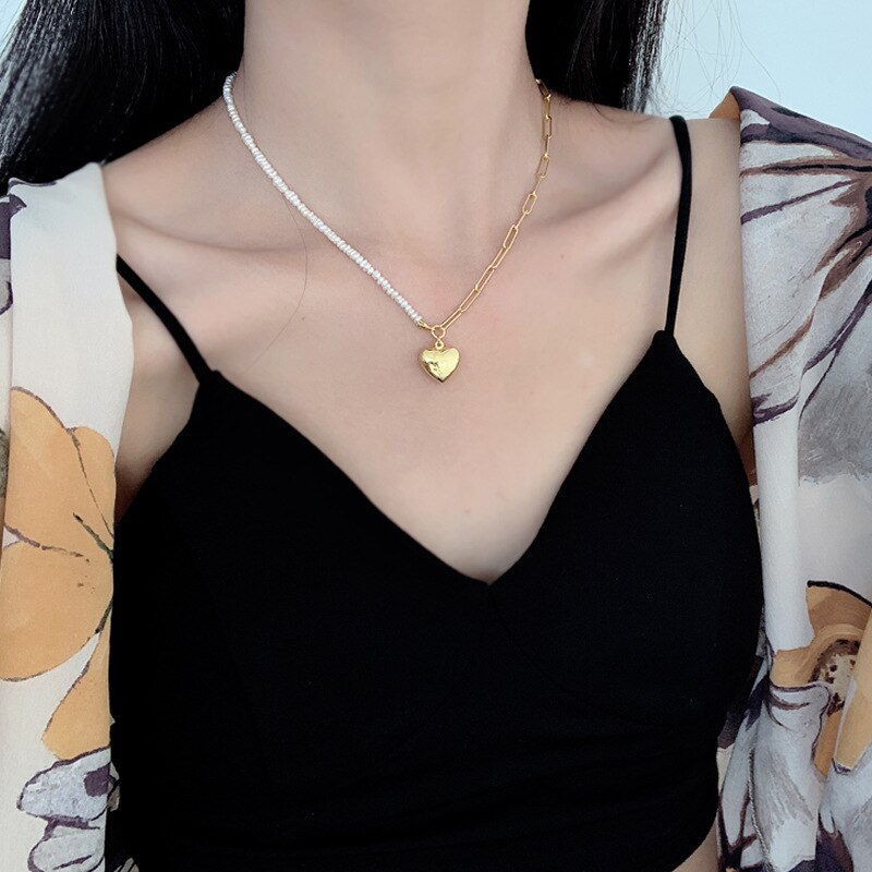 Seed Baroque Pearls Heart Pendant N1023