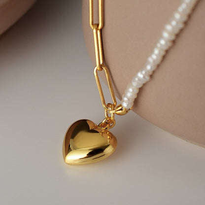 Seed Baroque Pearls Heart Pendant N1023