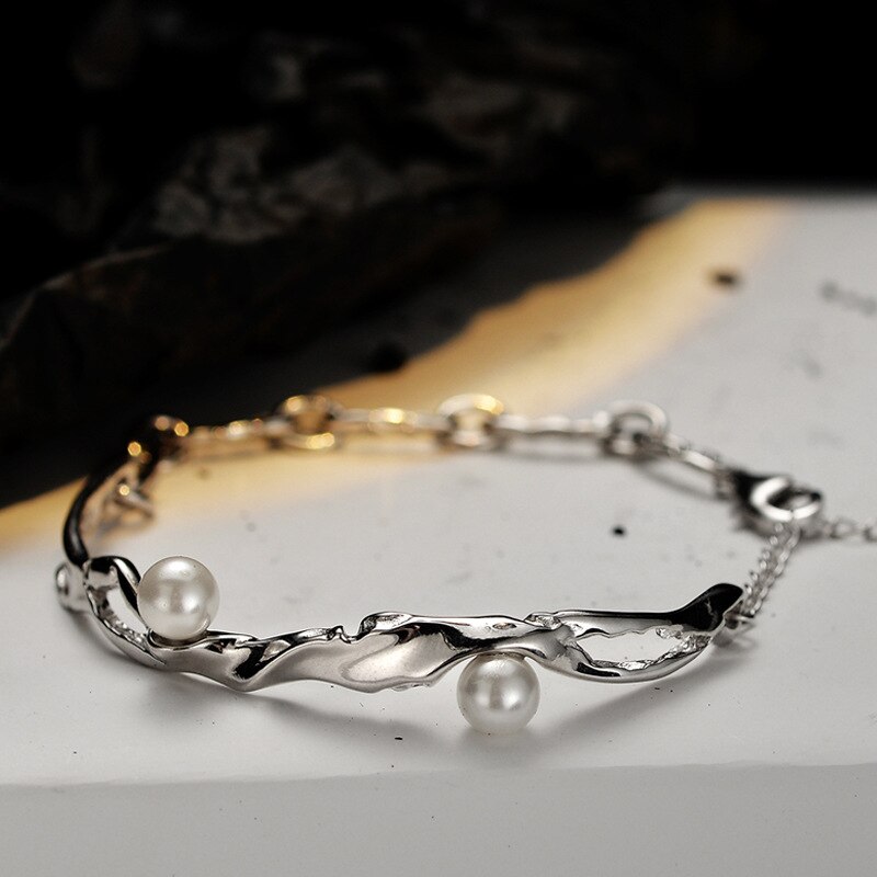 Shell Pearls Irregular Links Bracelet B1022