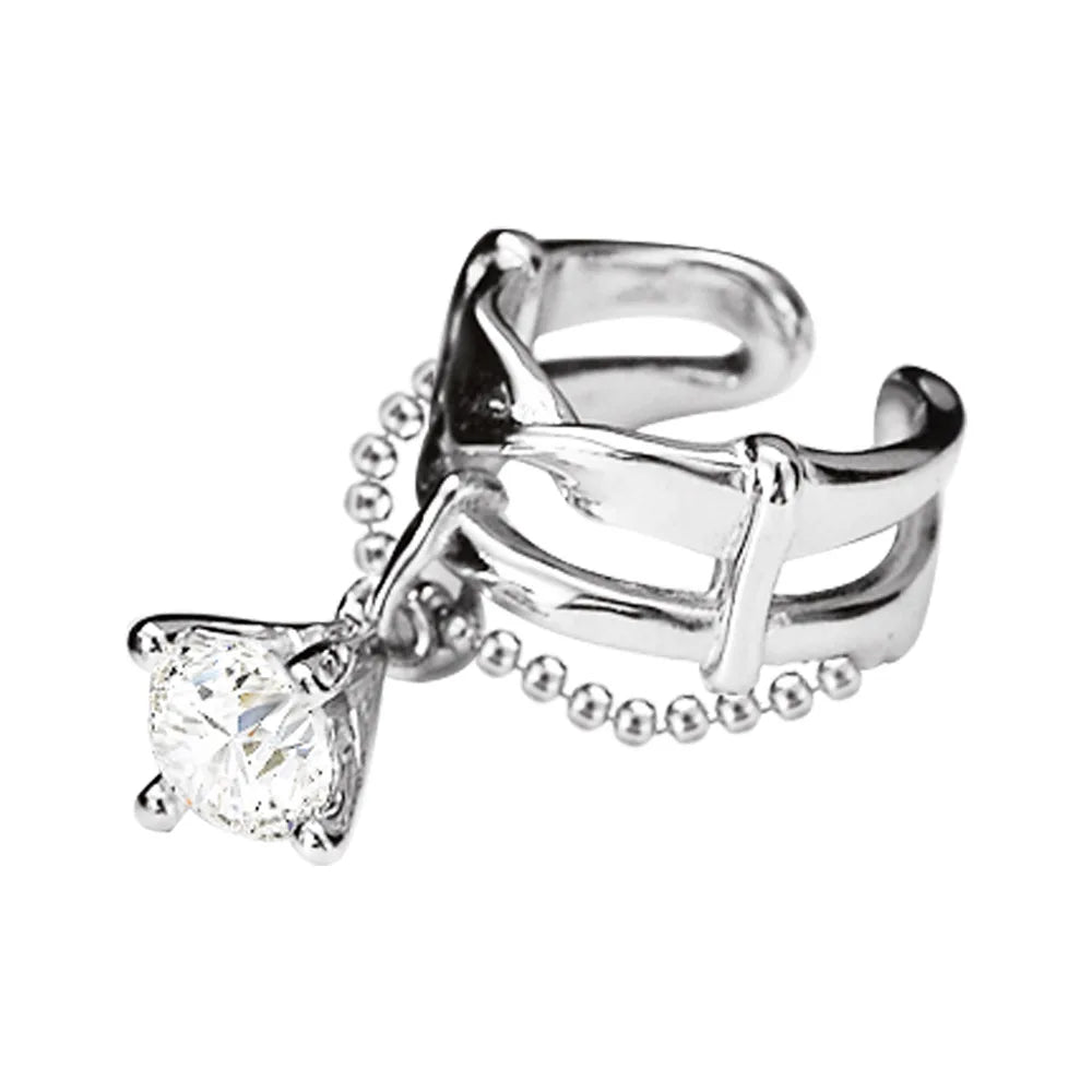 Solitaire CZ Chain Ear Cuff E1156, 1 Piece