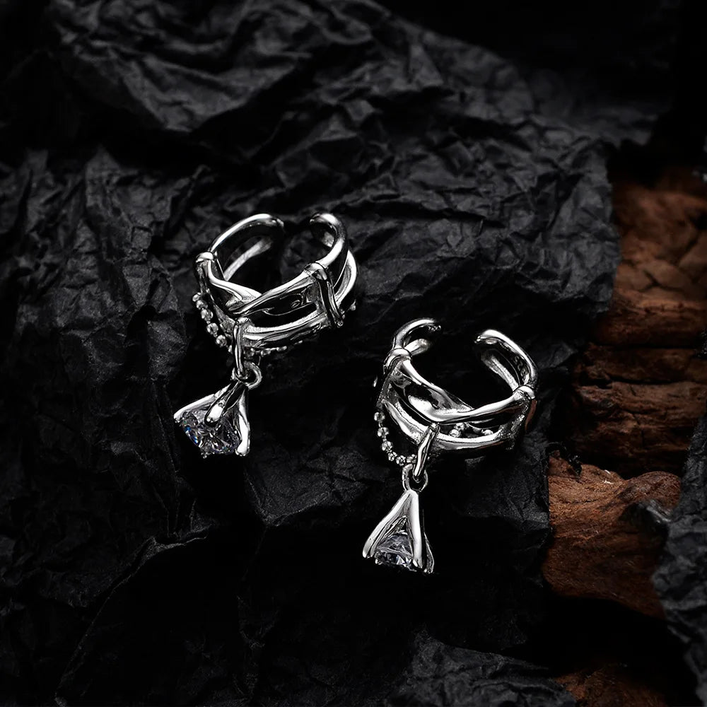 Solitaire CZ Chain Ear Cuff E1156, 1 Piece