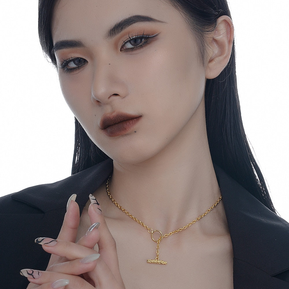 T-bar Cable Chain Necklace N1019