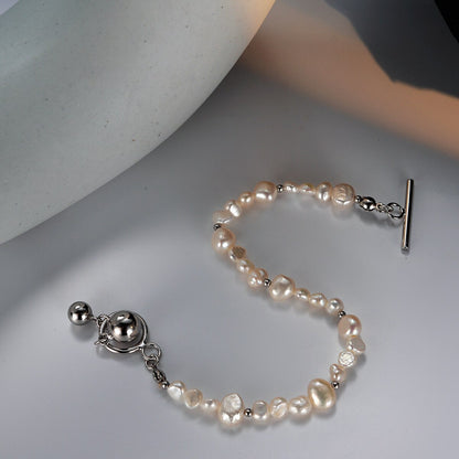 Bracelet barre en T en perles baroques B1032