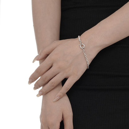 Thick Cable Chain Pearls Bracelet B1004