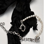 Thick Cable Chain Pearls Bracelet B1004