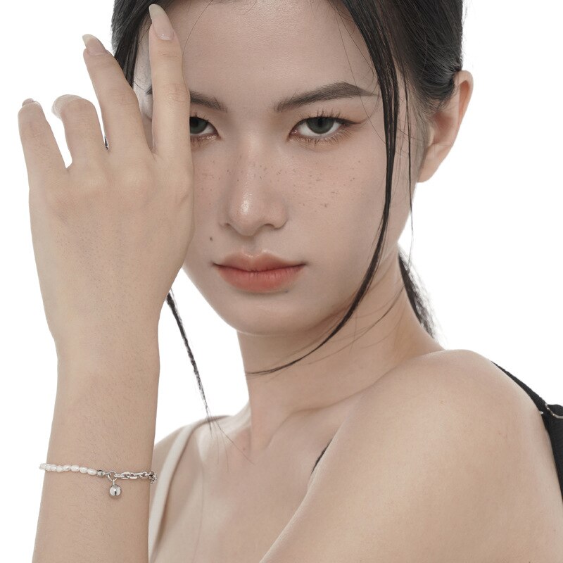 Thick Cable Chain Pearls Bracelet B1004