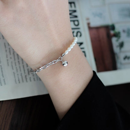 Thick Cable Chain Pearls Bracelet B1004
