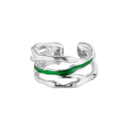 Green Enamel Wide Ear Cuffs E1193, 1 Piece