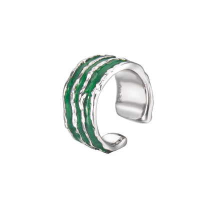 Boucle d'Oreille Large Asymétrique en Émail Vert E1184, 1 Pièce