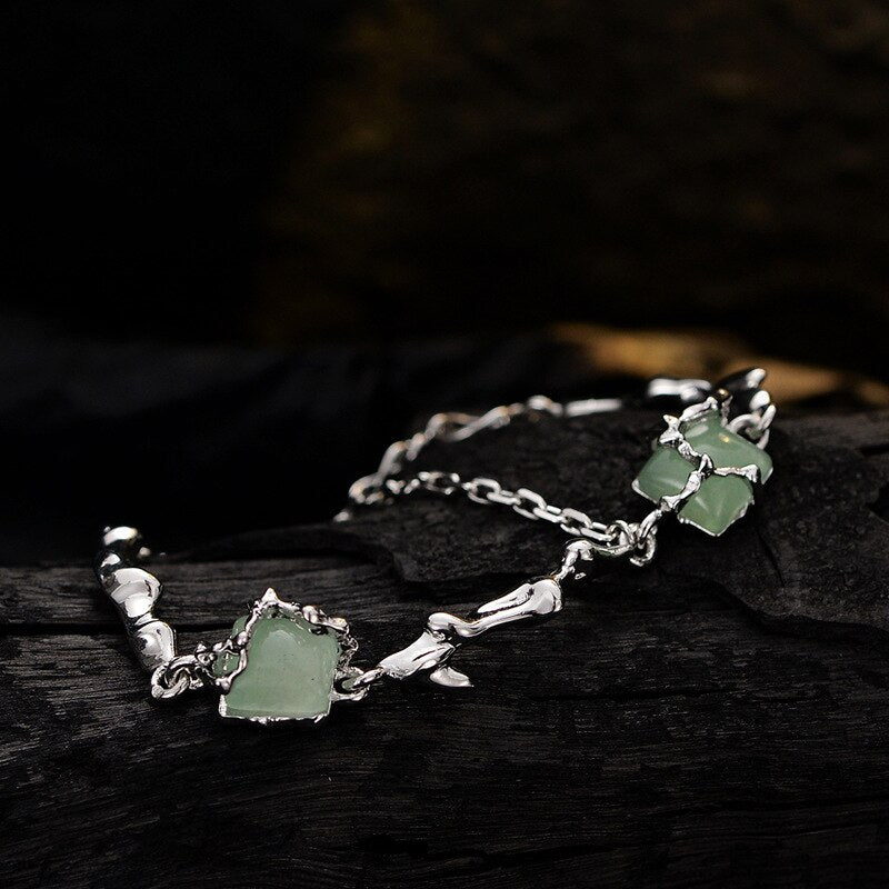 Bracelet multi-chaînes en jade enveloppé B1010