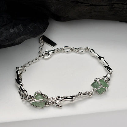 Bracelet multi-chaînes en jade enveloppé B1010