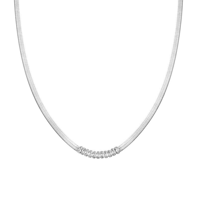 Zircon Wide Snake Chain Necklace N1005